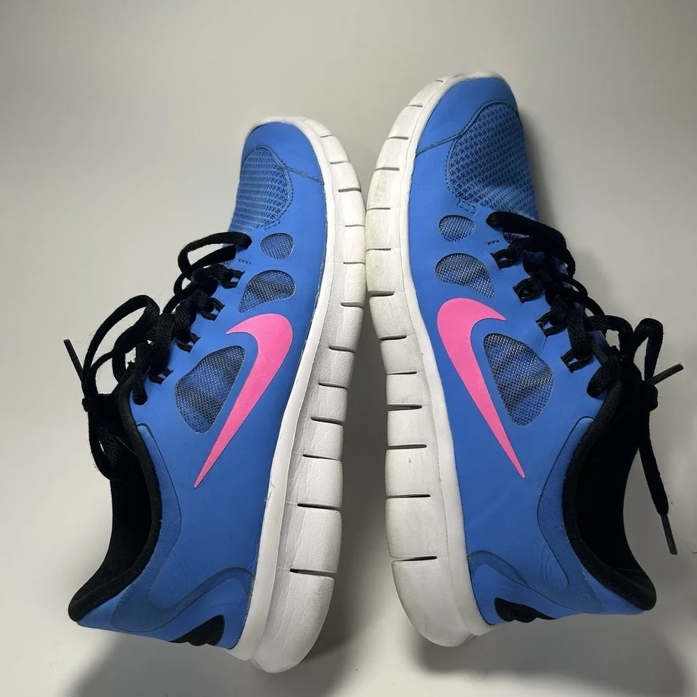 Nike Free 5.0 Distance Youth 6.5Y Blue Pink Running Shoes Athletic 580565-400